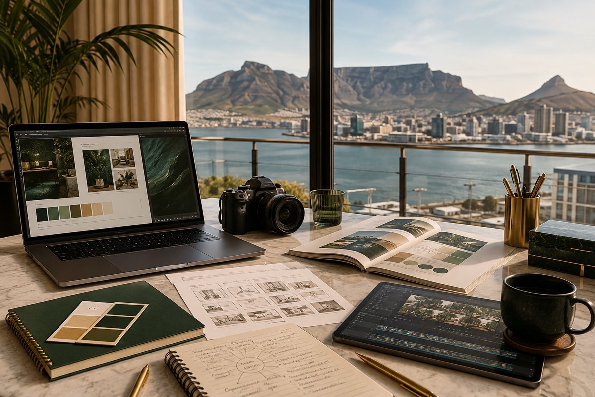 Illustrative service design mockup with Cape Town in the background