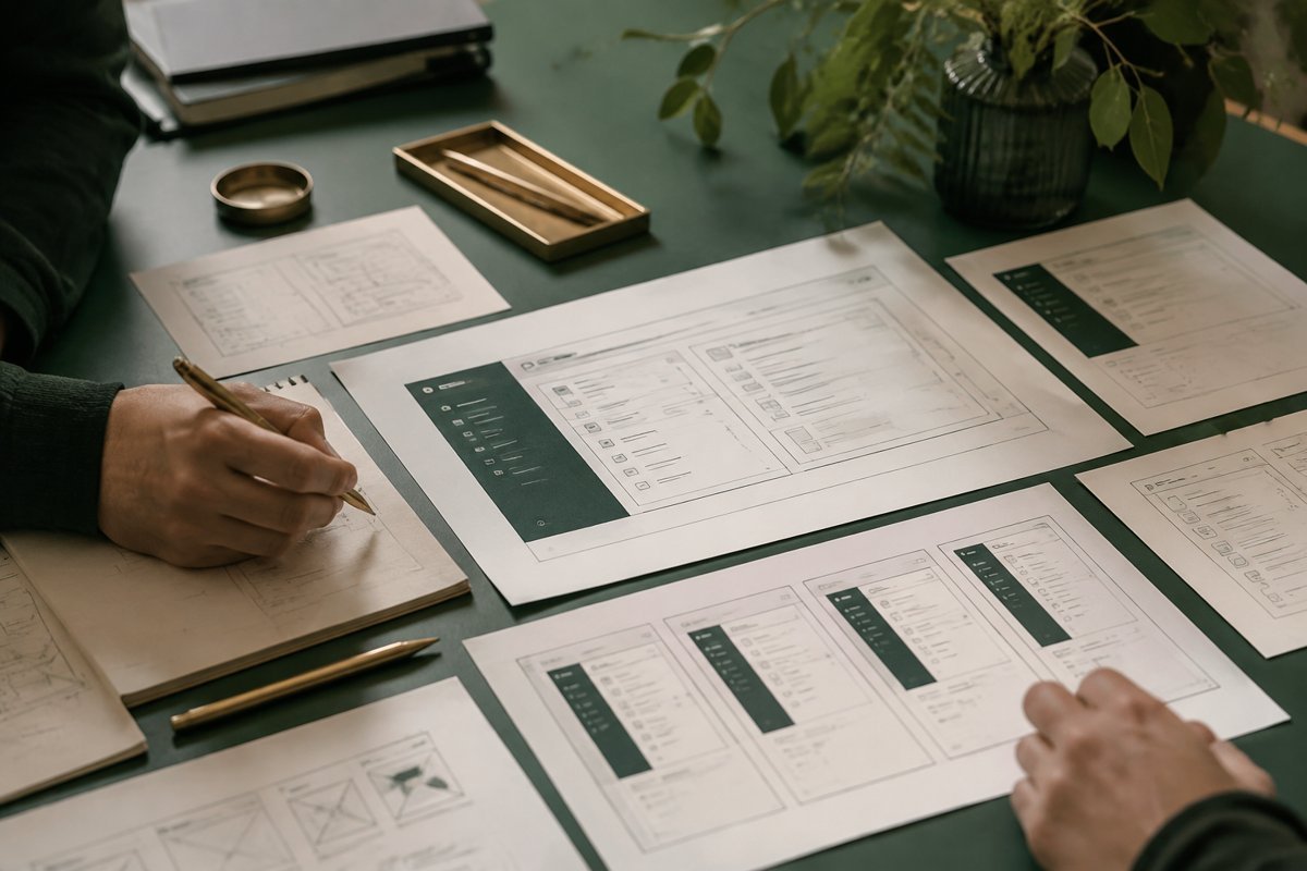 Desktop application navigation architecture sketches