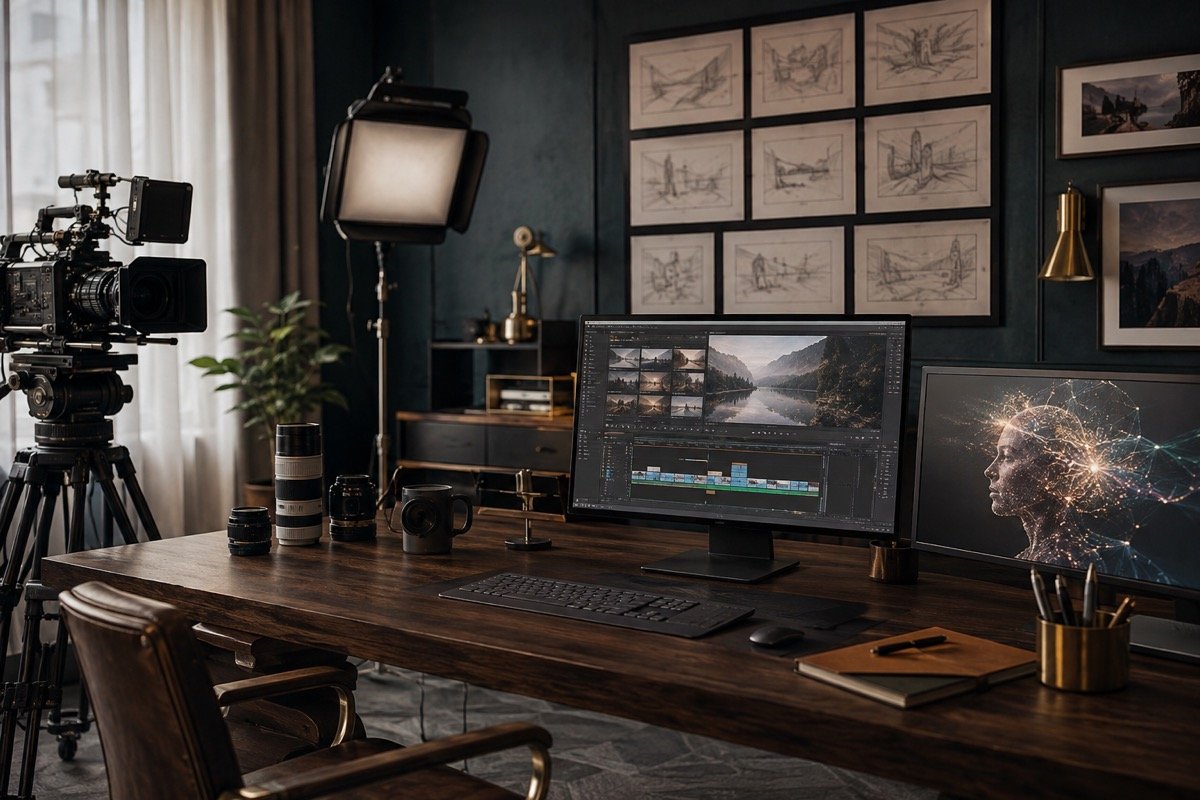 Branding, packaging and digital design workspace