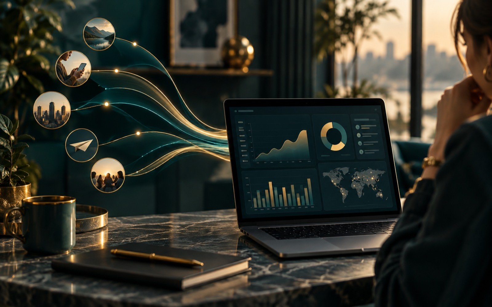 Campaign links flowing into an analytics dashboard